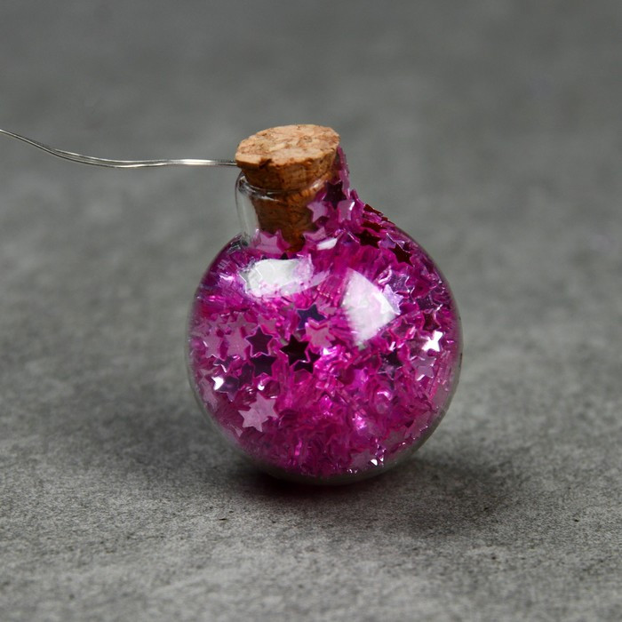 Гирлянда «Нить» 1.6 м с насадками «Фиолетовые шарики», IP20, серебристая нить, 15 LED, свечение белое, ААх2 - фото 6 - id-p218176893