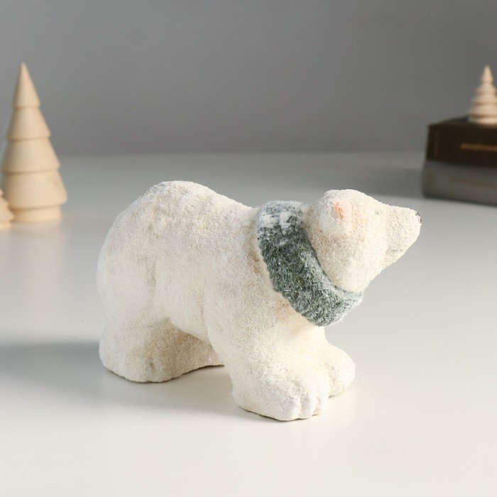 Сувенир керамика "Белый медведь в зелёном шарфе" 16,5х7,5х10 см - фото 2 - id-p218178753