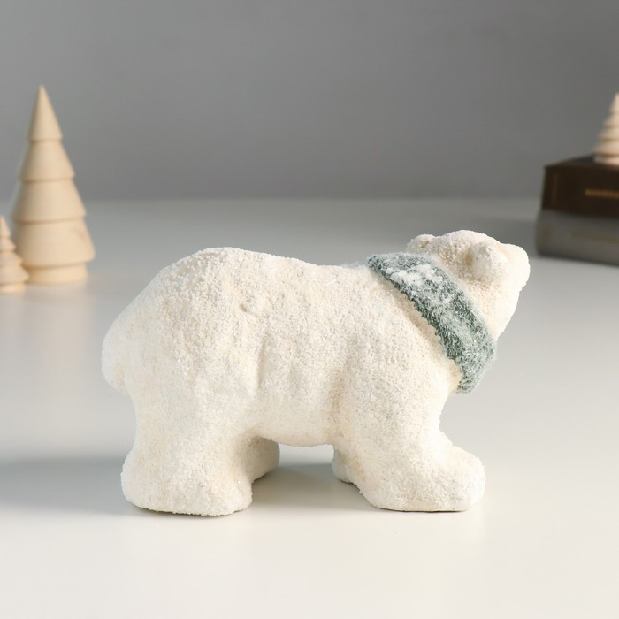 Сувенир керамика "Белый медведь в зелёном шарфе" 16,5х7,5х10 см - фото 3 - id-p218178753