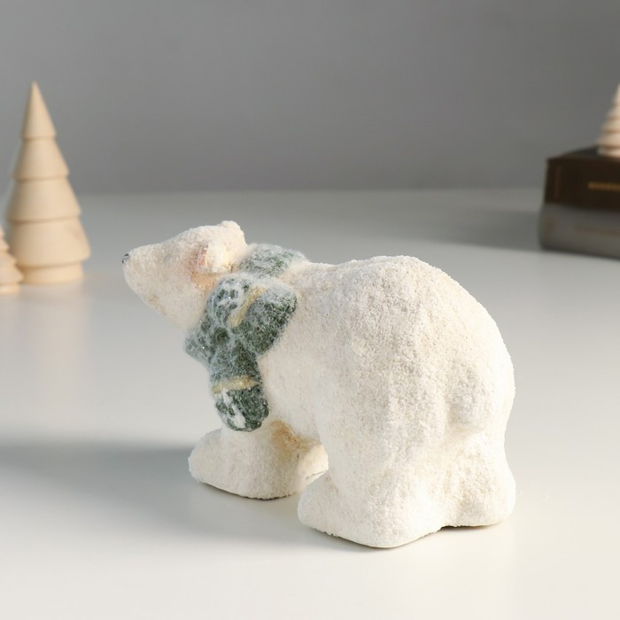 Сувенир керамика "Белый медведь в зелёном шарфе" 16,5х7,5х10 см - фото 4 - id-p218178753