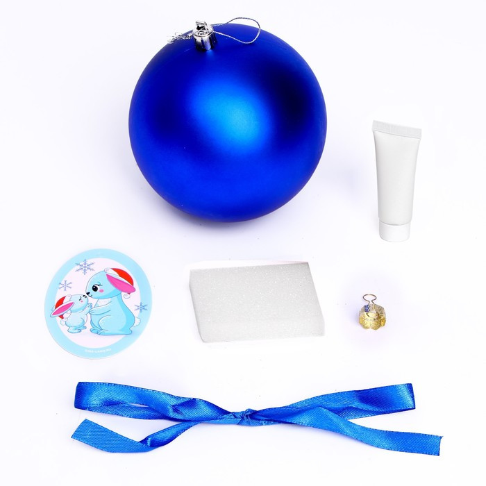 Набор для творчества. Новогодний шар с отпечатком ручки «Зайка», голубой - фото 5 - id-p218177880