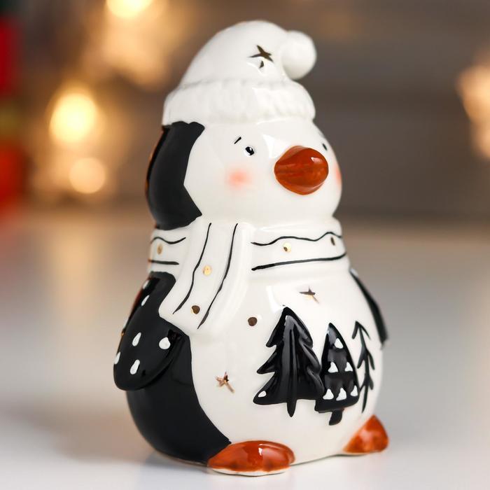 Сувенир керамика "Пингвин с ёлочками на пузе" 10,8х6,4х8,4 см - фото 2 - id-p218178829