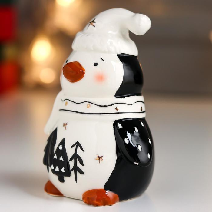 Сувенир керамика "Пингвин с ёлочками на пузе" 10,8х6,4х8,4 см - фото 3 - id-p218178829