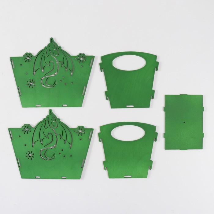 Корзинка-шкатулка "Дракон" зеленый 18х12х14,5 см (набор 5 деталей) - фото 5 - id-p218178836