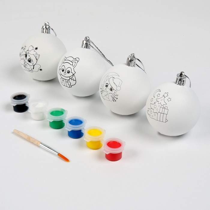 Набор для творчества Елочные шары под раскраску «Пусть сбудутся мечты», набор 4 шт - фото 2 - id-p218177942