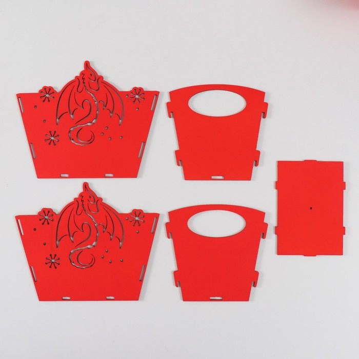 Корзинка-шкатулка "Дракон" красный 18х12х14,5 см (набор 5 деталей) - фото 5 - id-p218178870