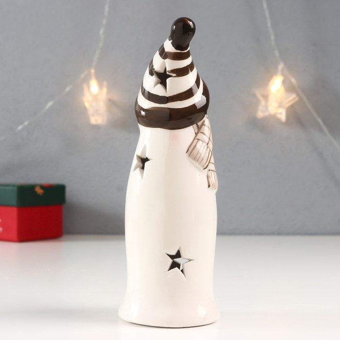 Сувенир керамика свет "Снеговик в полосатой шапке, шарфе, со звездой" 17,8х6х6 см - фото 4 - id-p218178897