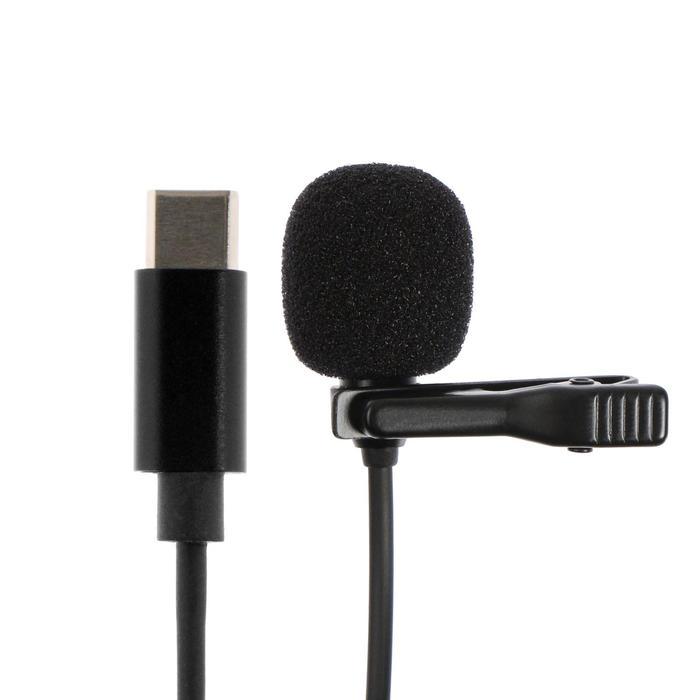 Микрофон на прищепке G-104, 20-15000 Гц, -34 дБ, 2.2 кОм, Type-C, 1.5 м, черный - фото 1 - id-p218180144
