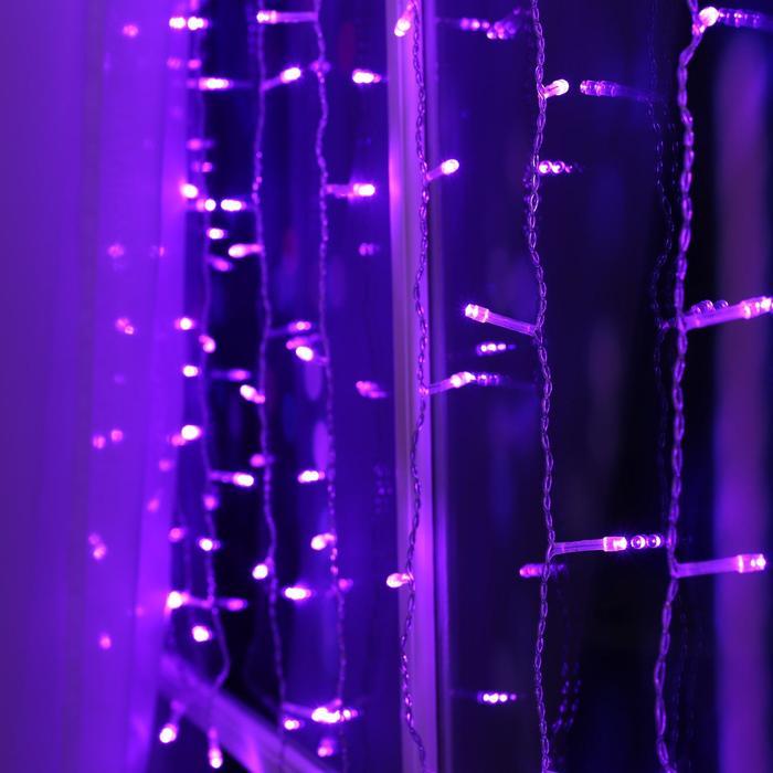 Гирлянда «Занавес» 1.5 × 1 м, IP20, прозрачная нить, 180 LED, свечение фиолетовое, 8 режимов, 220 В - фото 3 - id-p218176979