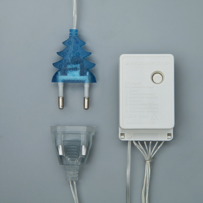 Гирлянда «Занавес» 1.5 × 1 м, IP20, прозрачная нить, 180 LED, свечение синее, 8 режимов, 220 В - фото 3 - id-p218176981