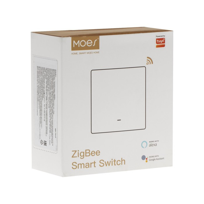 Умный выключатель MOES Gang Smart Switch ZS-B-EU1, Zigbee, 1 кнопка, таймер, расписание - фото 3 - id-p218180537