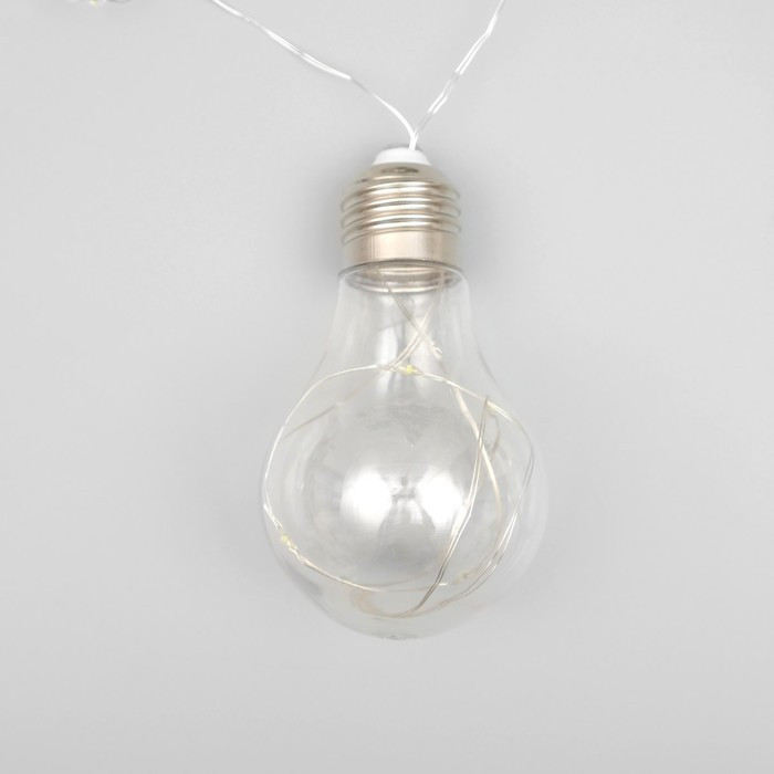 Гирлянда «Нить» 3 м с насадками «Лампочки», IP20, серебристая нить, 100 LED, свечение мульти, 3.5 В - фото 7 - id-p218177004