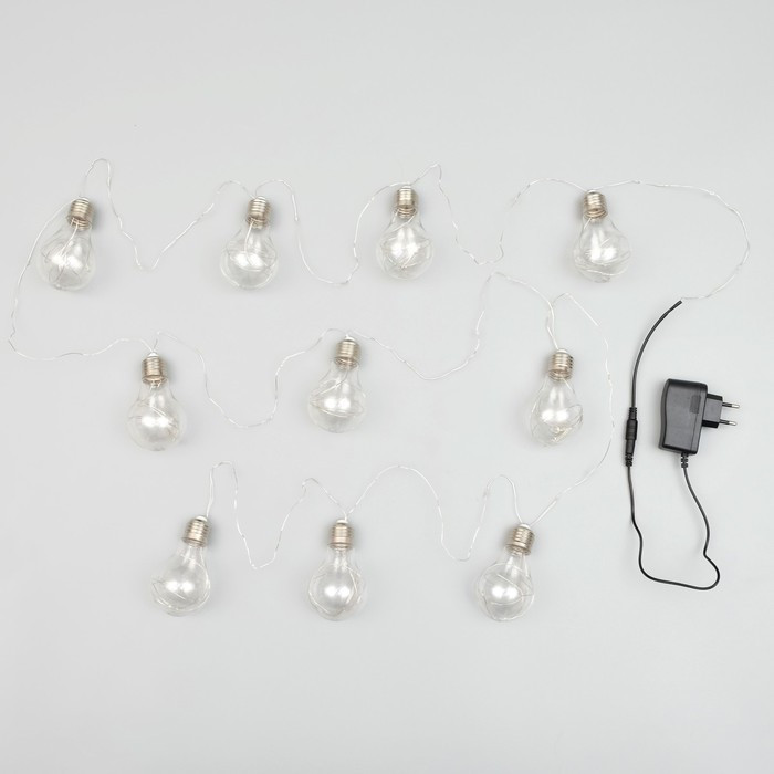 Гирлянда «Нить» 3 м с насадками «Лампочки», IP20, серебристая нить, 100 LED, свечение белое, 3.5 В - фото 6 - id-p218177005