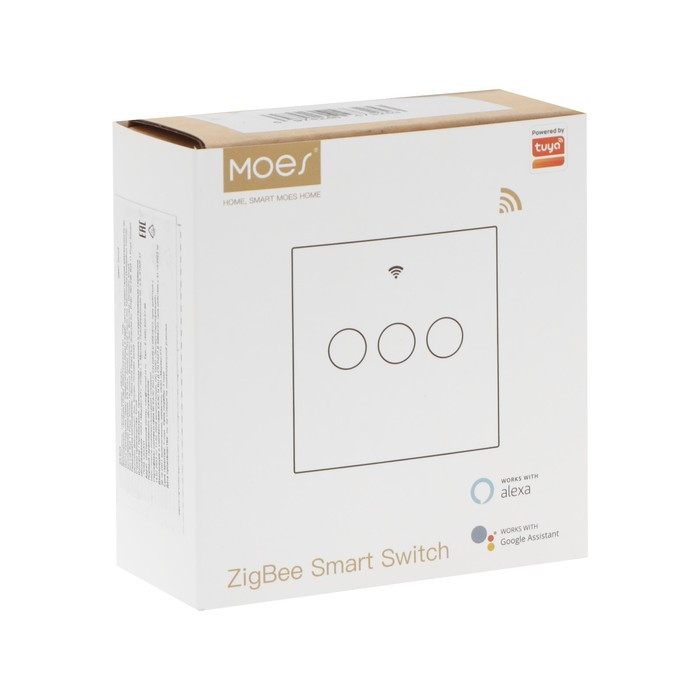 Выключатель MOES Gang Smart Switch Sensor ZS-EU3, Zigbee, 3 кнопки, таймер, расписание - фото 2 - id-p218180543