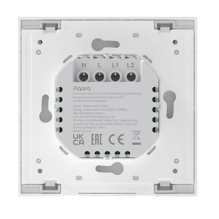 Выключатель Aqara Smart wall switch H1 WS-EUK04, Zigbee, 2 клавиши, защита от перегрева - фото 3 - id-p218180553