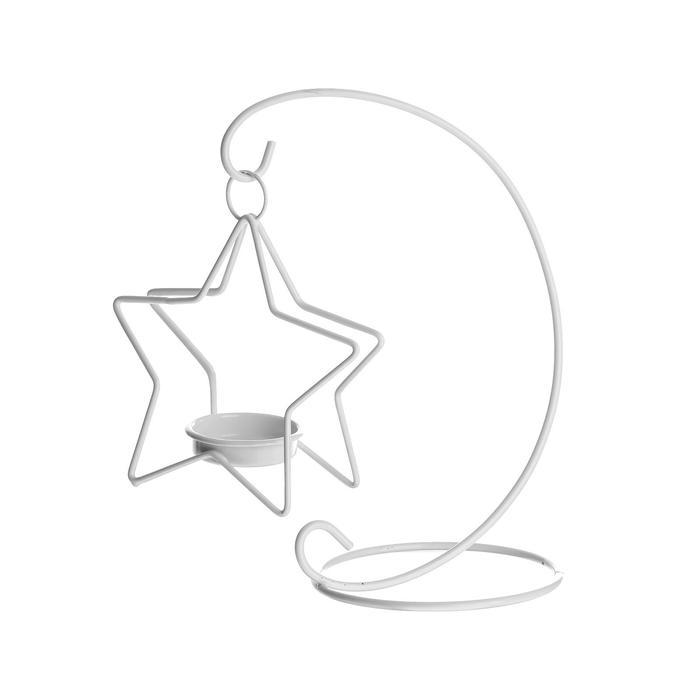 Подсвечник металл 1 свеча "Звезда на дуге" белый 20,5х10х10 см - фото 5 - id-p218178951