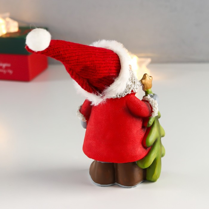 Сувенир полистоун "Дед Мороз в красном, с кудрявой бородой с ёлочкой" 15х6х8 см - фото 5 - id-p218178955
