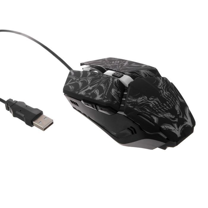 Мышь Defender Prototype GM-670L, игровая, проводная, 6 кнопок, подсветка, 3200 dpi, USB, чер - фото 1 - id-p218180206