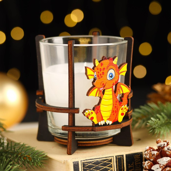 Свеча ароматическая в стакане на подставке "Дракон", 9,5х9,5х10 см - фото 1 - id-p218178964