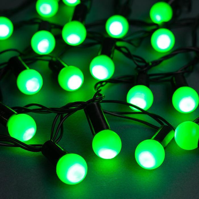 Гирлянда «Нить» 10 м с насадками «Шарики 1.5 см», IP44, тёмная нить, 100 LED, свечение зелёное, 8 режимов, 220 - фото 1 - id-p218177080