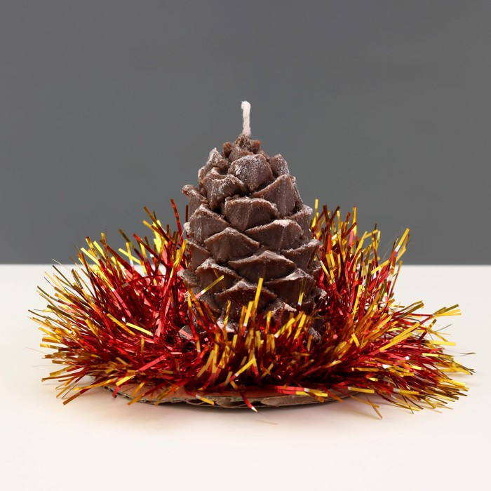 Свеча новогодняя "Шишка с еловым декором", 7 см, коричневая МИКС - фото 2 - id-p218179000