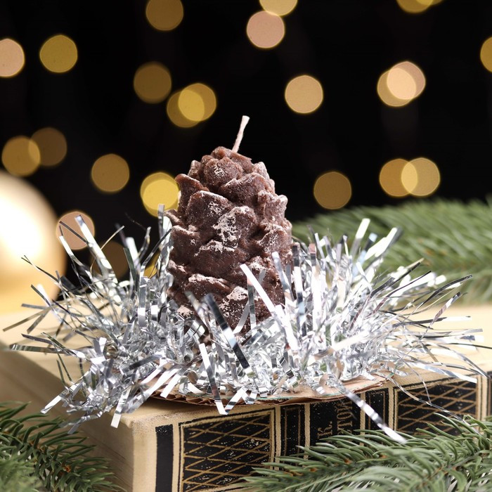 Свеча новогодняя "Шишка с еловым декором", 7 см, коричневая МИКС - фото 8 - id-p218179000