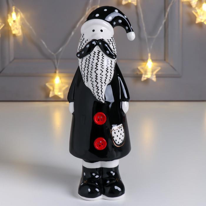 Сувенир керамика "Дед Мороз в пальто с красными пуговками" чёрный 20,5х6,6х7,3 см - фото 1 - id-p218179002