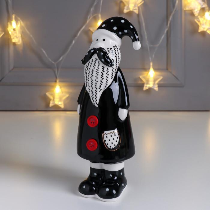 Сувенир керамика "Дед Мороз в пальто с красными пуговками" чёрный 20,5х6,6х7,3 см - фото 4 - id-p218179002