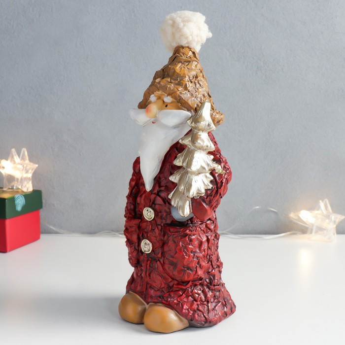 Сувенир полистоун "Дед Мороз в красном пальто с золотой ёлочкой" 9,5х9,5х22,5 см - фото 4 - id-p218179005