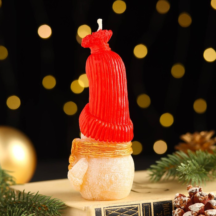Свеча декоративная "Сказочный снеговик", 6,2х5х13,2 см, красный - фото 3 - id-p218179012