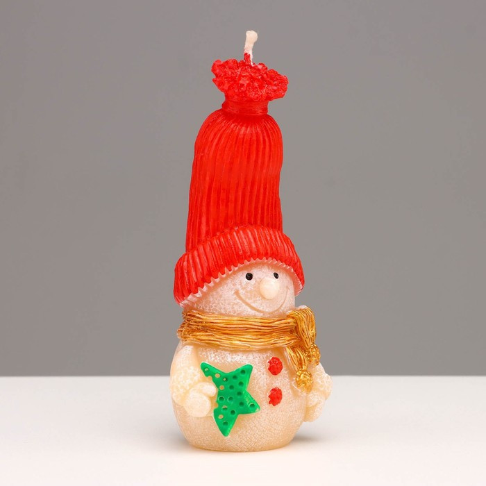 Свеча декоративная "Сказочный снеговик", 6,2х5х13,2 см, красный - фото 4 - id-p218179012