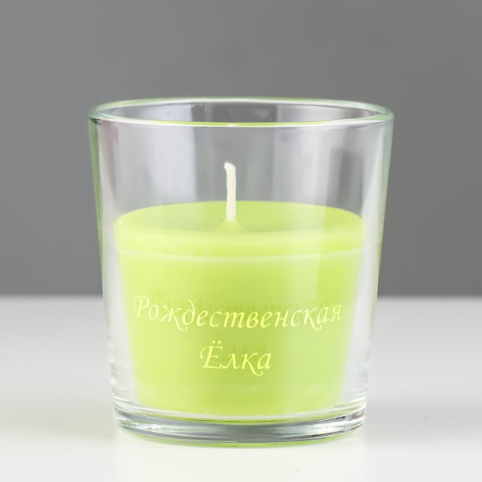 Свеча в стакане ароматическая "Рождественская ёлка", 6,5х8 см, зеленый - фото 3 - id-p218179040