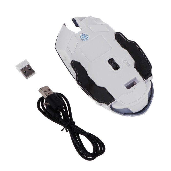 Мышь Luazon MB-2.7, игровая, беспроводная, оптическая, 800-2400 dpi, 500 мАч, подсветка, USB, белая - фото 6 - id-p218180325