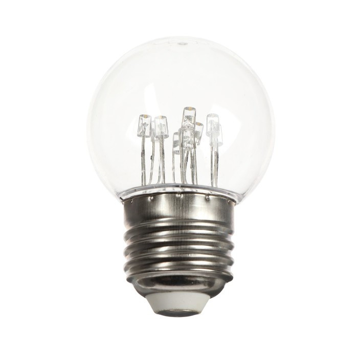 Лампа светодиодная, 6 LED, G45, Е27, 1 Вт, для белт-лайта, т-бел, наб. 10 шт - фото 1 - id-p218177108