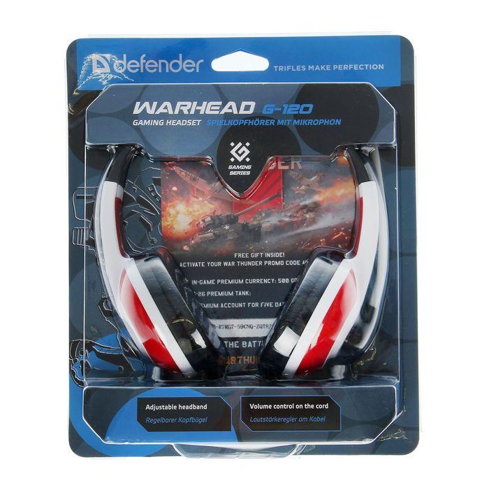 Наушники Defender Warhead G-120, игровые, полноразмерные, микрофон, 3.5мм, 2 м,черно-красные - фото 7 - id-p218180334