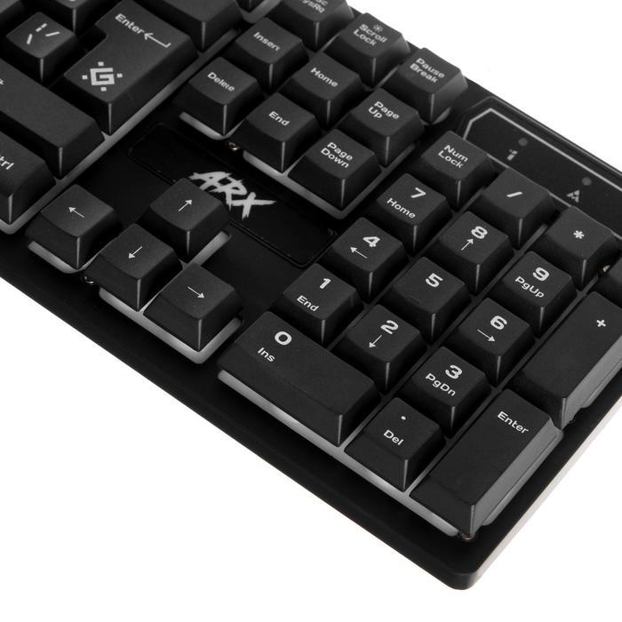 Клавиатура Defender Arx GK-196L, игровая, проводная, подсветка, 104 клавиши, USB, чёрная - фото 4 - id-p218180342