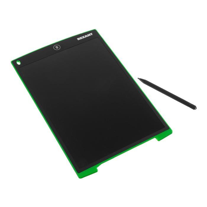 Планшет для рисования Rexant 70-5003, 12'', защита от стирания, чёрно-зеленый - фото 1 - id-p218180368