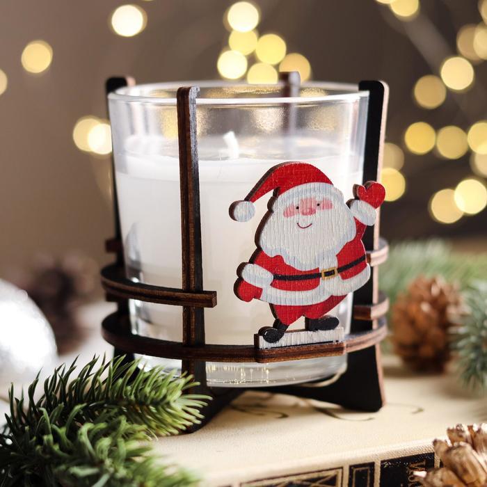 Свеча ароматическая в стакане на подставке "Дед Мороз", 10х9,5х9 см, мята - фото 1 - id-p218179110