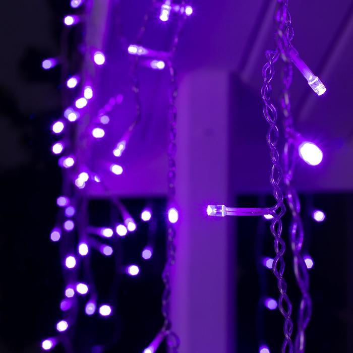 Гирлянда «Бахрома» 4 × 0.6 м, IP44, прозрачная нить, 180 LED, свечение фиолетовое, 8 режимов, 220 В - фото 3 - id-p218177159