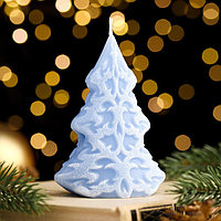 Свеча декоративная "Морозный узор", 7×4,5×10 см, голубая