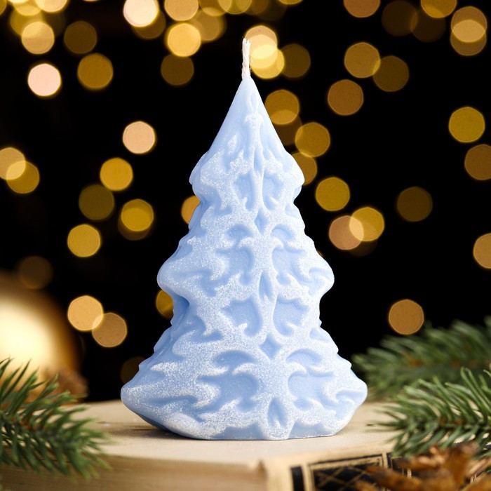 Свеча декоративная "Морозный узор", 7×4,5×10 см, голубая - фото 1 - id-p218179141