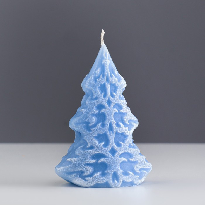 Свеча декоративная "Морозный узор", 7×4,5×10 см, голубая - фото 2 - id-p218179141