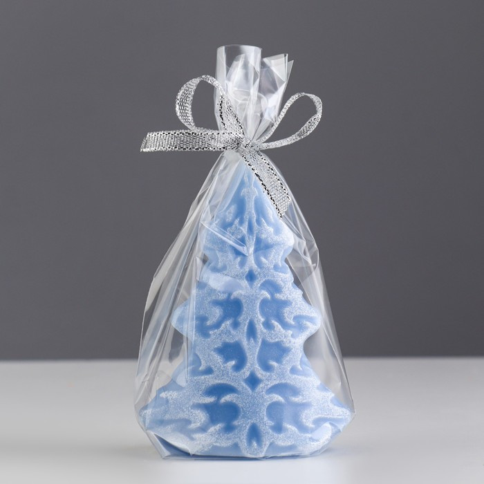 Свеча декоративная "Морозный узор", 7×4,5×10 см, голубая - фото 3 - id-p218179141