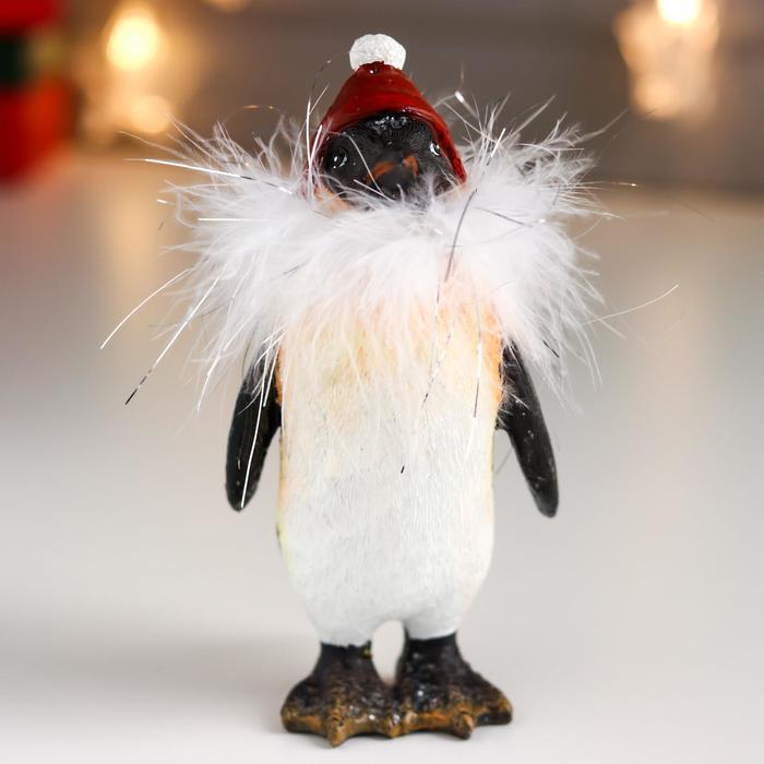 Сувенир полистоун "Пингвин в шапке с помпоном" пух 14,5х7,5х9 см - фото 1 - id-p218179148
