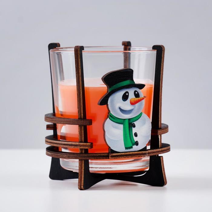 Свеча ароматическая в стакане на подставке "Снеговик", 10х9,5х9 см, апельсин - фото 3 - id-p218179150