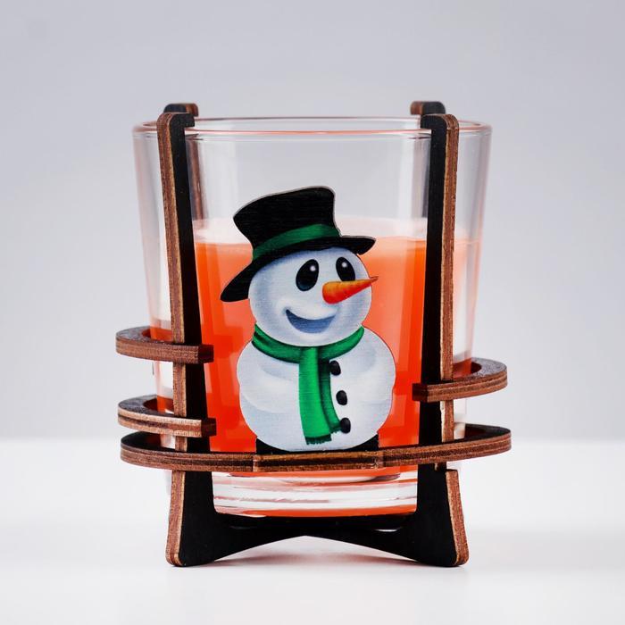 Свеча ароматическая в стакане на подставке "Снеговик", 10х9,5х9 см, апельсин - фото 4 - id-p218179150