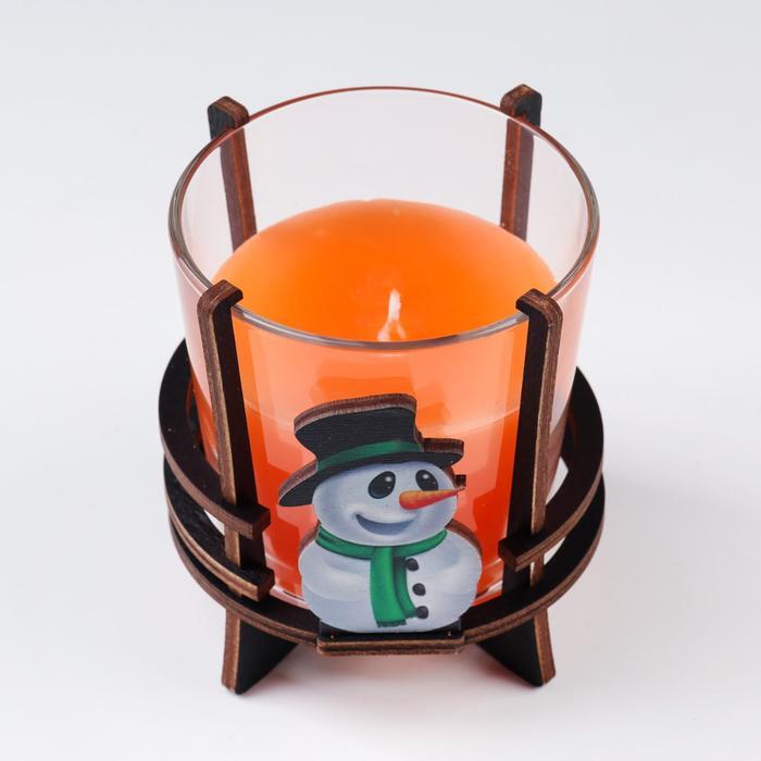 Свеча ароматическая в стакане на подставке "Снеговик", 10х9,5х9 см, апельсин - фото 5 - id-p218179150