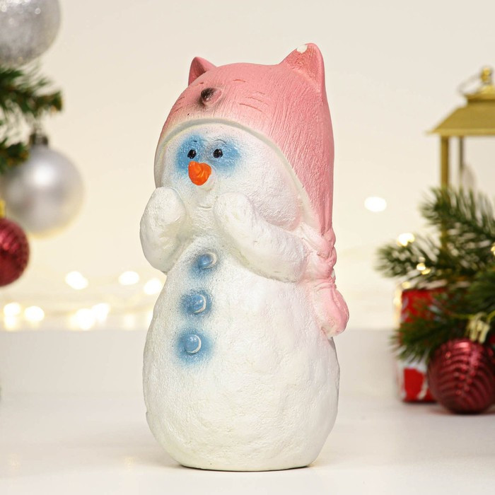 Фигура "Снеговик в розовой шапке" 18см - фото 2 - id-p218179170