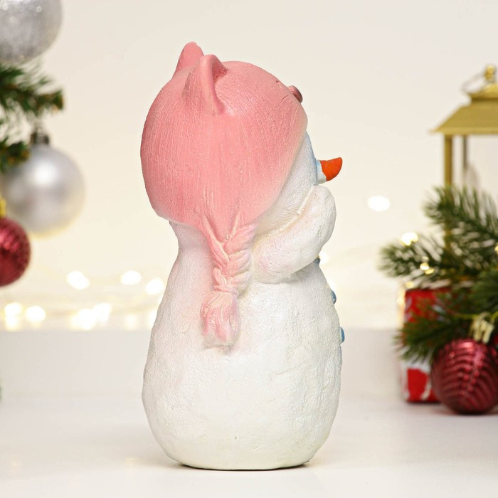 Фигура "Снеговик в розовой шапке" 18см - фото 4 - id-p218179170