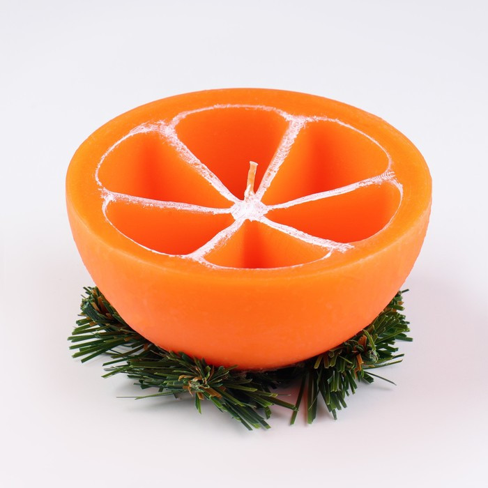 Свеча декоративная "Новогодний апельсин половинка",10х10х6,2 см - фото 3 - id-p218179173